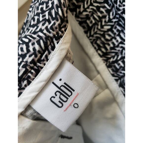 CAbi Chino Shorts Womens 0 Black White Geo Print Stretch Flat Front High Rise - Picture 4 of 12